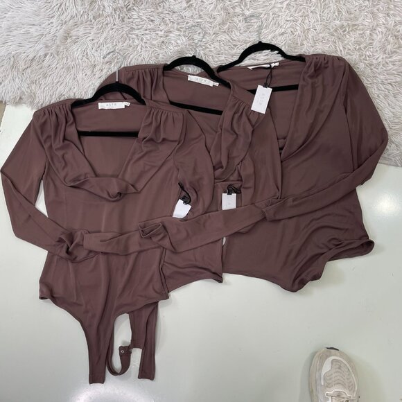 NWT ASTR The Label Women's Brown Kimberly Mocha Bodysuit Size S/M/L - Picture 13 of 14